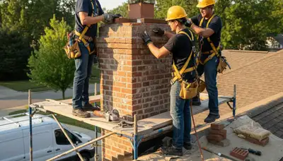 Pittsburgh, PA chimney repair for cracked masonry and damaged mortar on a residential home