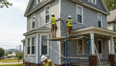 Pittsburgh, PA siding contractor installing durable vinyl siding for a home exterior