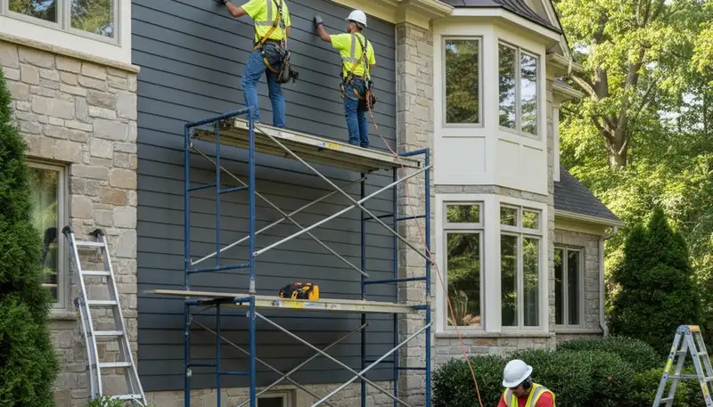 Vinyl siding installation by Pittsburgh, PA siding contractor for residential homes