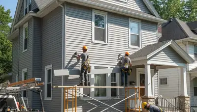 Vinyl siding installation in Pittsburgh, PA for a residential home exterior with professional finish
