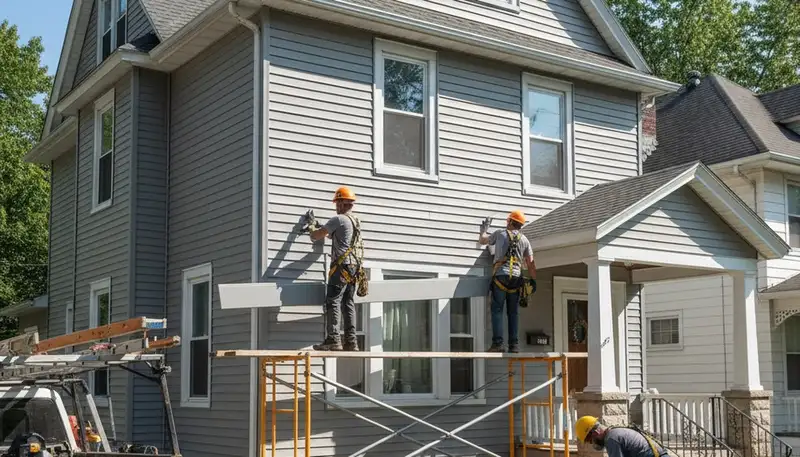 Vinyl siding installation in Pittsburgh, PA for a residential home exterior with professional finish
