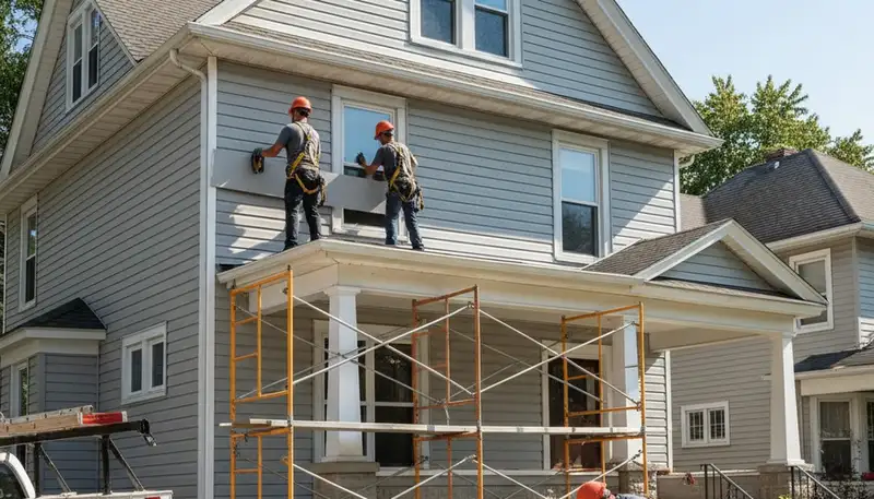 Vinyl siding installation in Pittsburgh, PA for a residential home improvement project